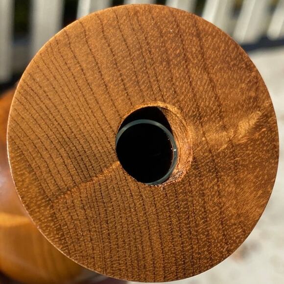 Vintage Hand Turned Wood Single Bud Vase Oregon Myrtlewood with Glass Insert GUC - Picture 4 of 10